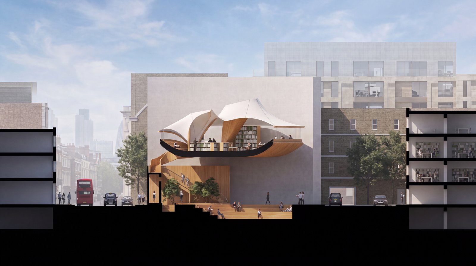 Library EC1, the suspended library over its public piazza