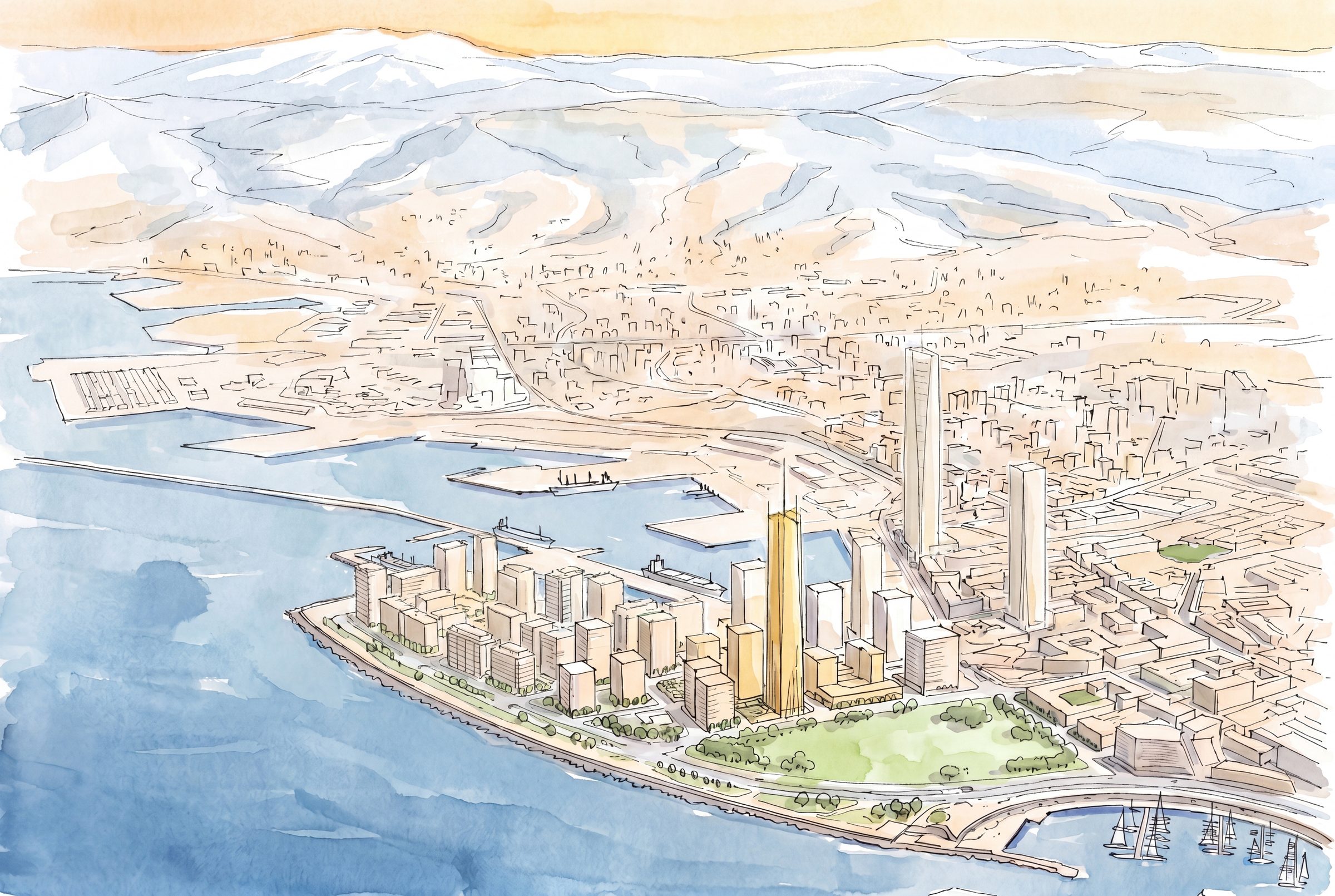The tower and its park on the Beirut waterfront