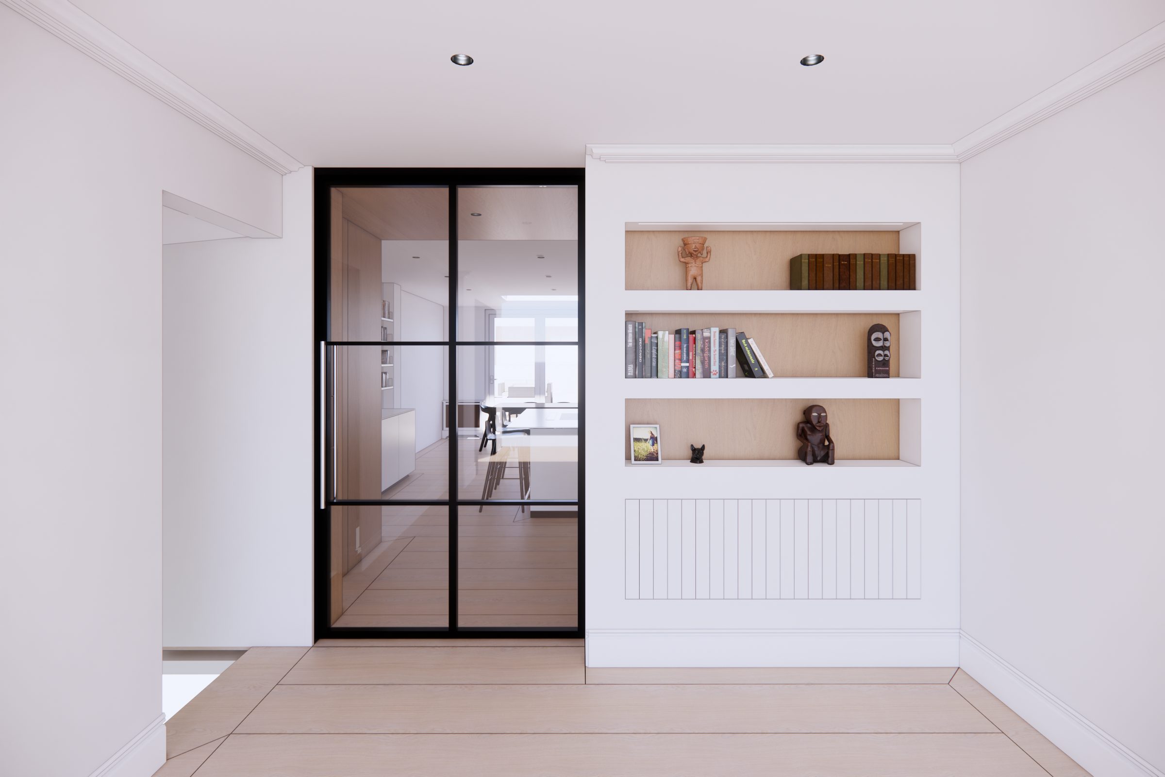 The entrance hall and study wall