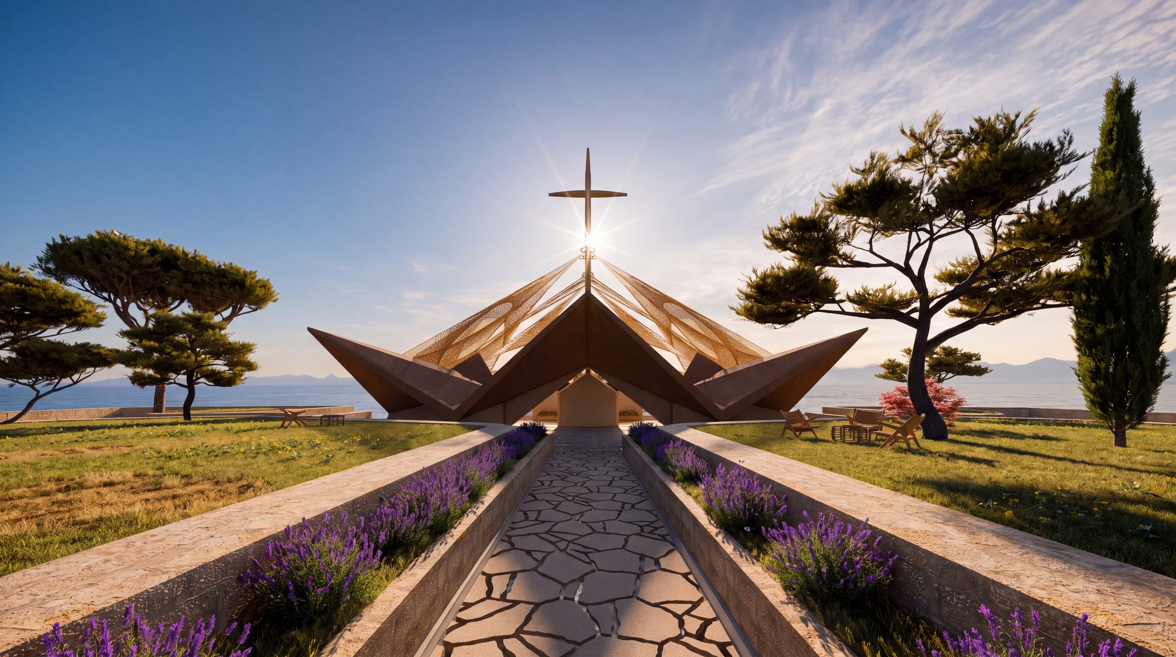 The approach, the cross against the sun