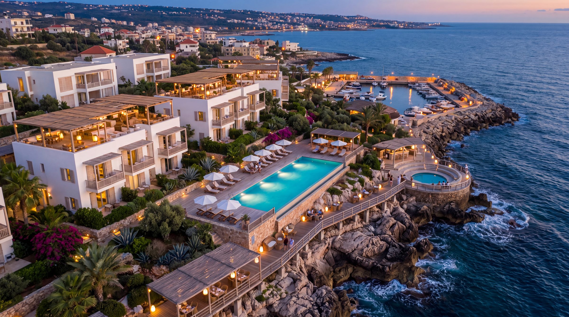 The resort and the walk from above