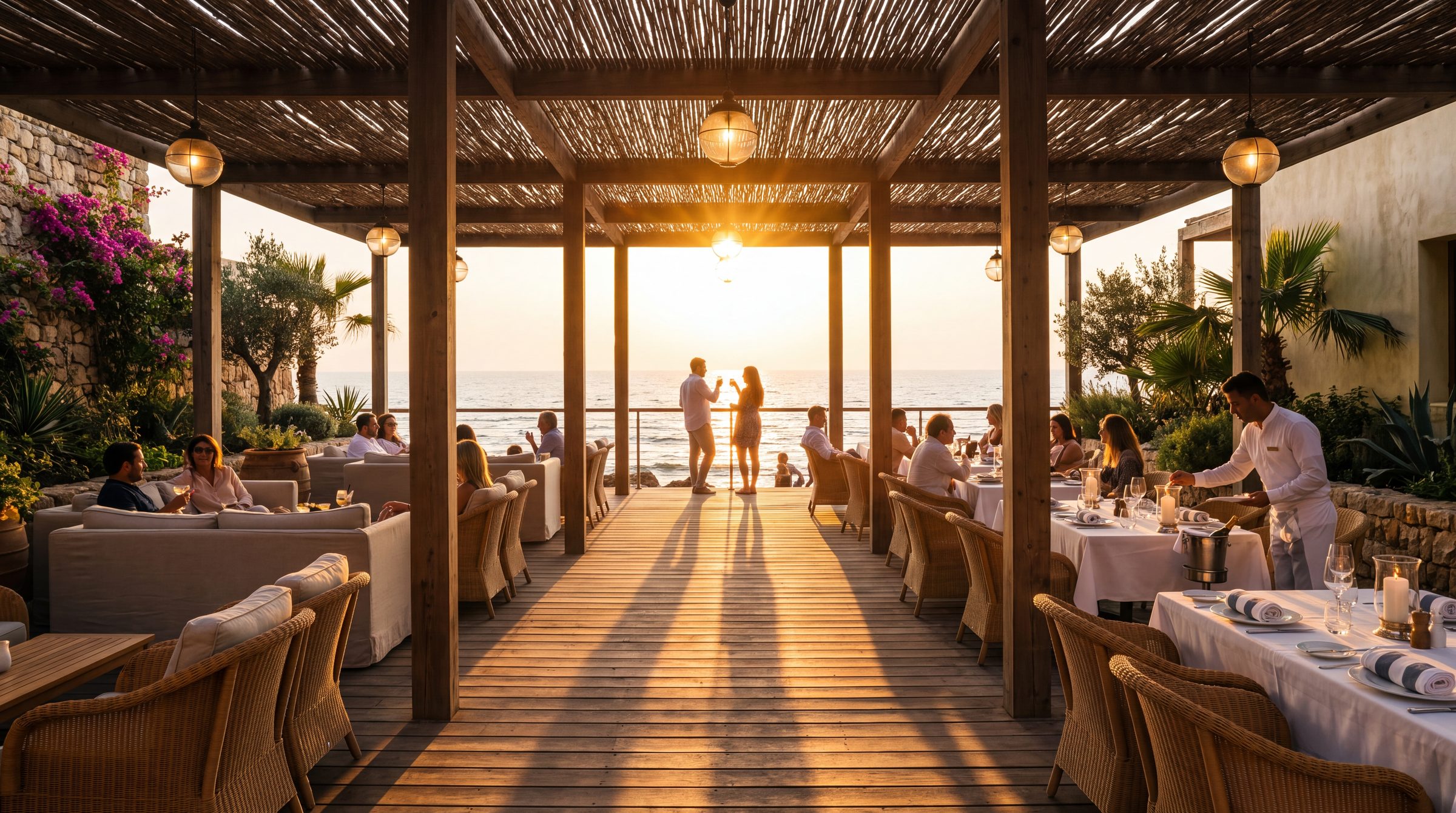 The lounge deck at sunset