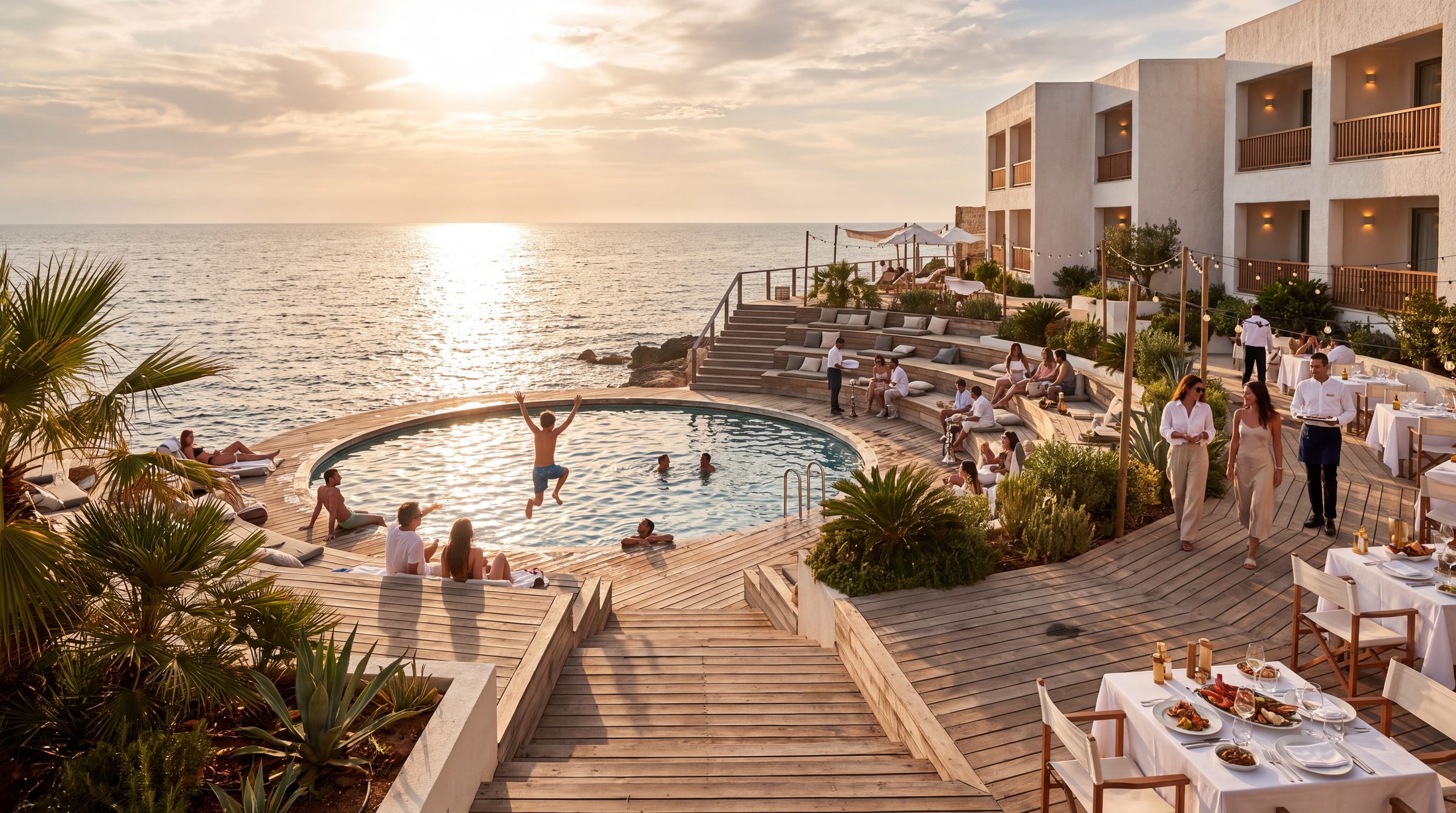 The sea pool at sunset
