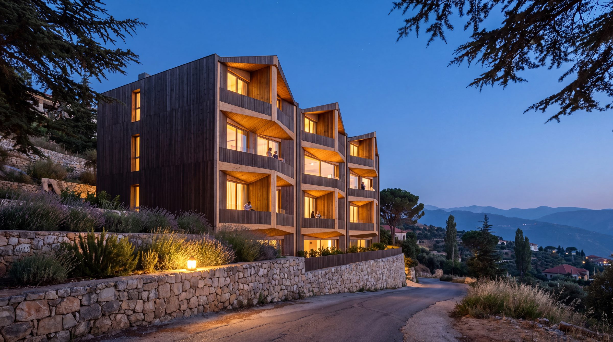 The hotel along the mountain lane