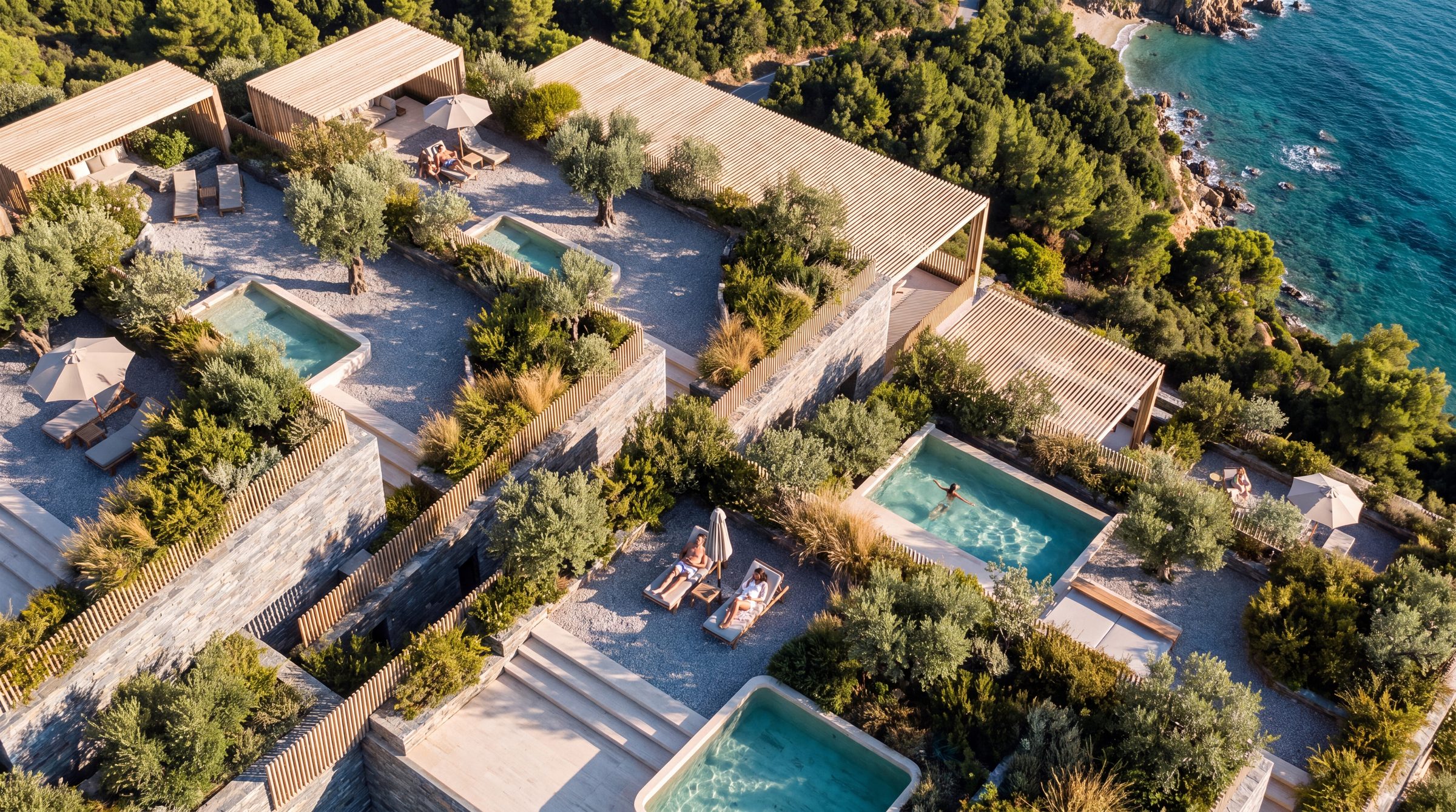 The terraces from above, every roof a garden